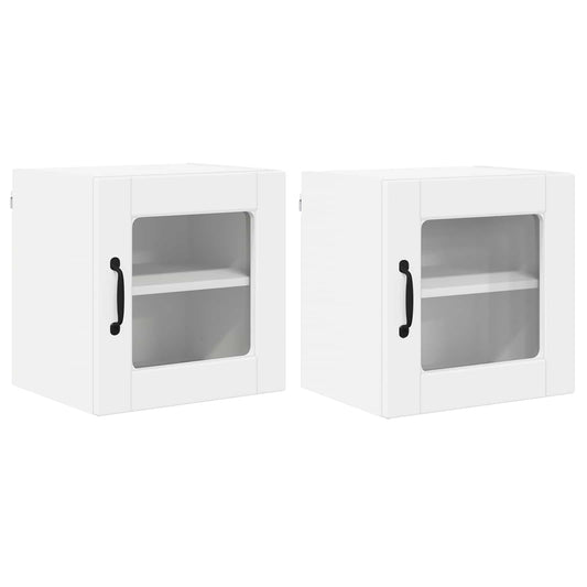 vidaXL Wall Glass Cabinet PORTO 2 pcs White 40 x 31 x 40 cm