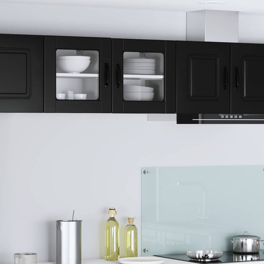 vidaXL Wall Glass Cabinet PORTO Black 40 x 31 x 40 cm Engineered Wood