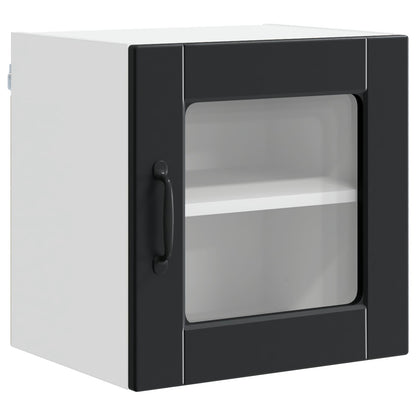 vidaXL Wall Glass Cabinet PORTO Black 40 x 31 x 40 cm Engineered Wood