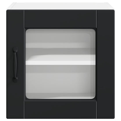 vidaXL Wall Glass Cabinet PORTO Black 40 x 31 x 40 cm Engineered Wood