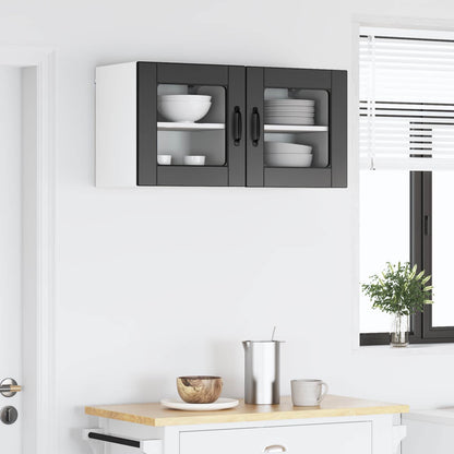 vidaXL Wall Glass Cabinet PORTO 2 pcs Black 40 x 31 x 40 cm