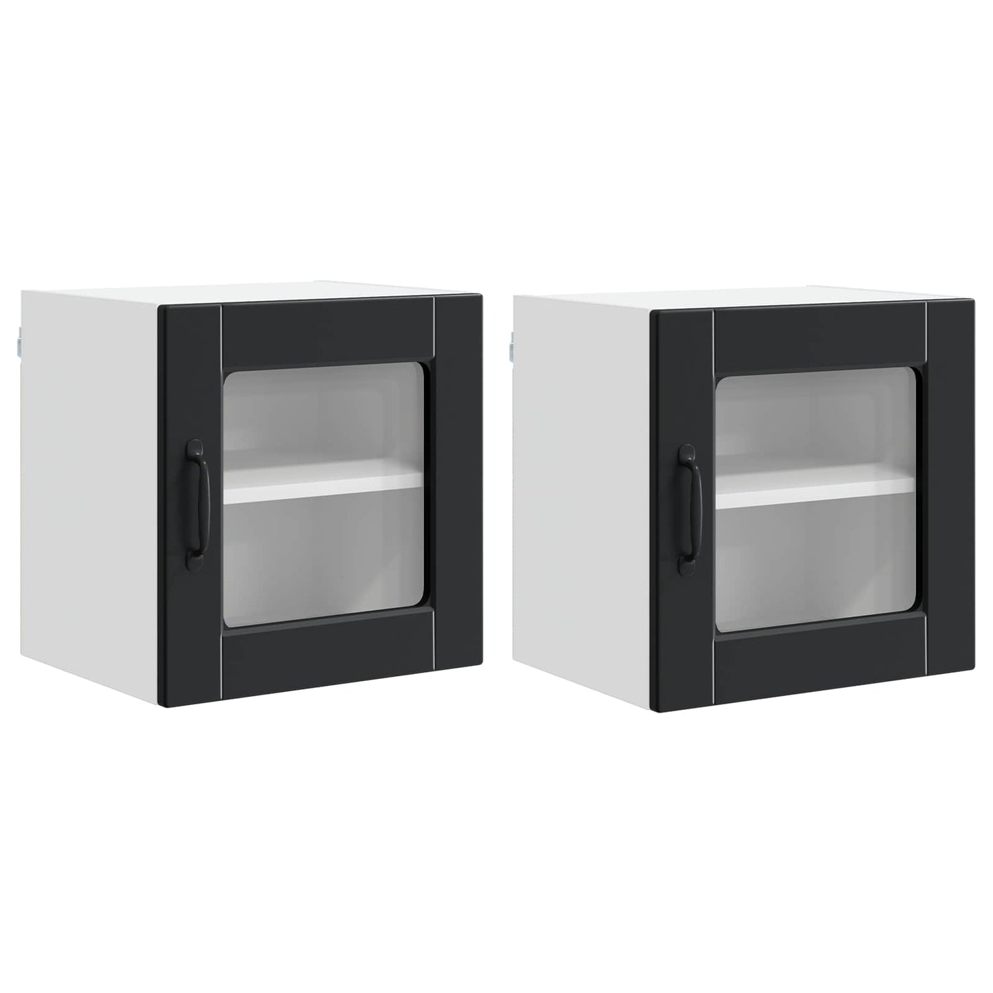 vidaXL Wall Glass Cabinet PORTO 2 pcs Black 40 x 31 x 40 cm
