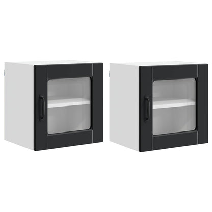 vidaXL Wall Glass Cabinet PORTO 2 pcs Black 40 x 31 x 40 cm