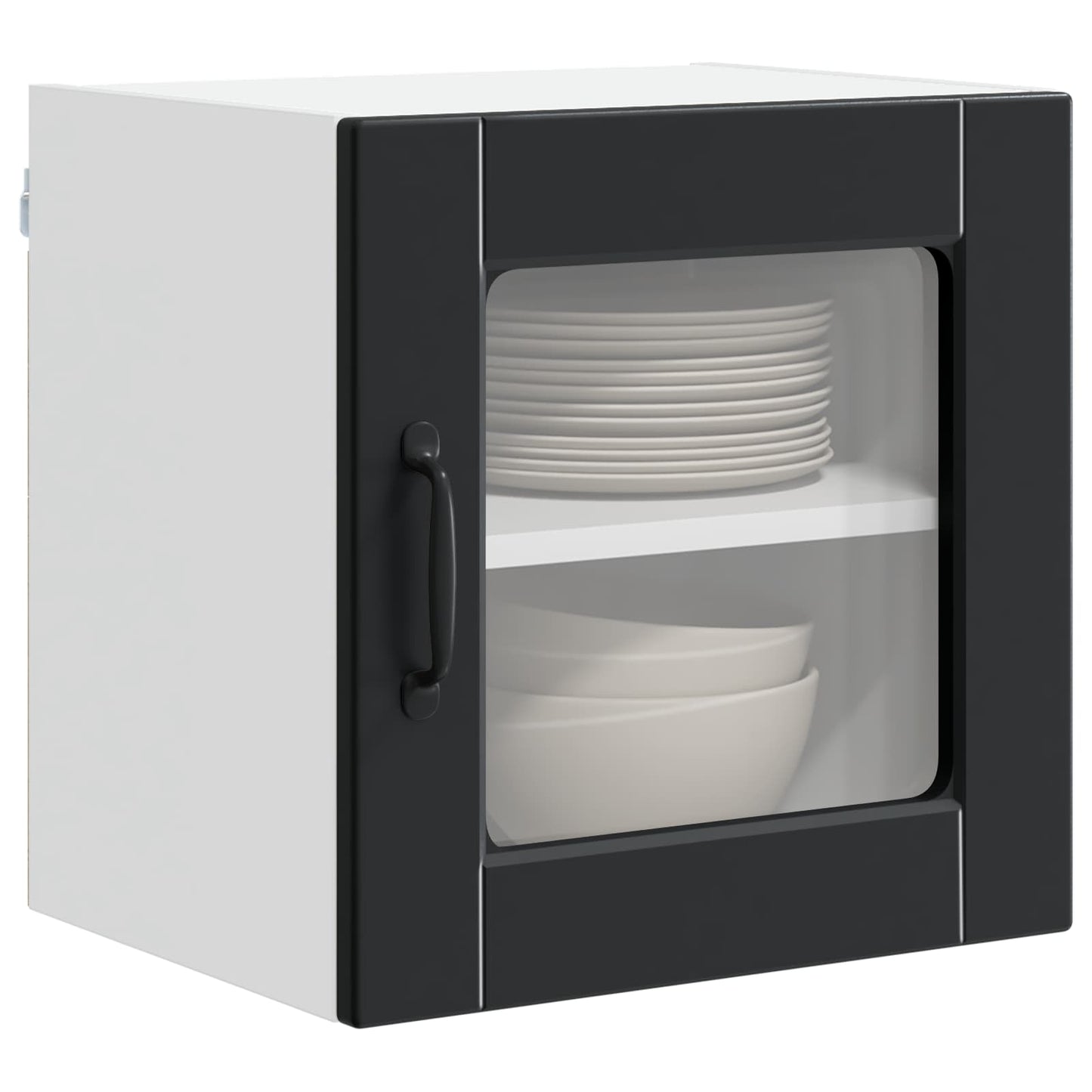 vidaXL Wall Glass Cabinet PORTO 2 pcs Black 40 x 31 x 40 cm