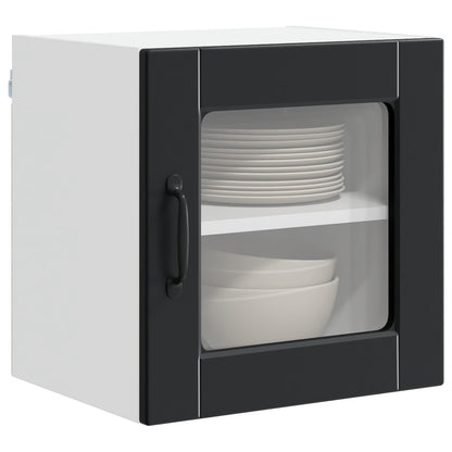 vidaXL Wall Glass Cabinet PORTO 2 pcs Black 40 x 31 x 40 cm
