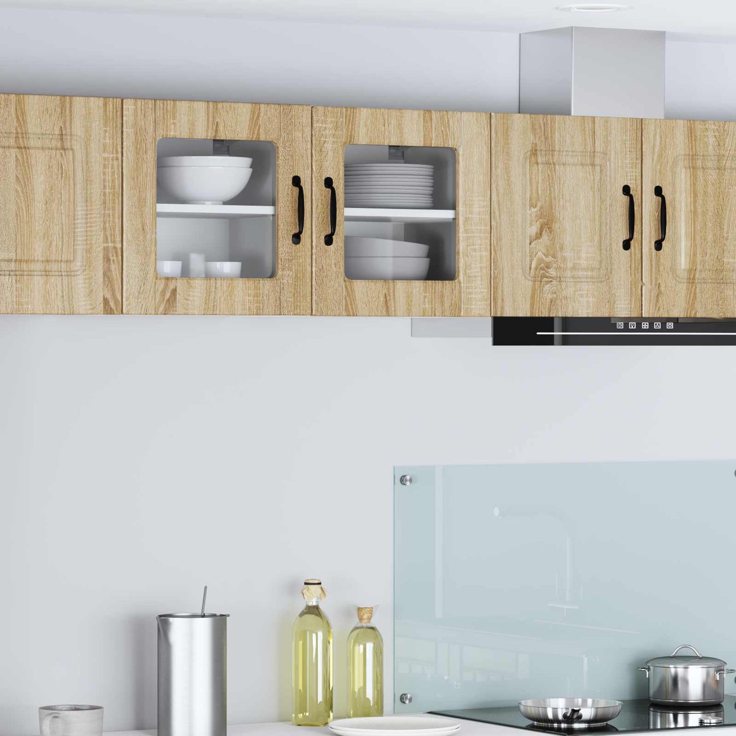vidaXL Wall Glass Cabinet PORTO Sonoma Oak 40 x 31 x 40 cm