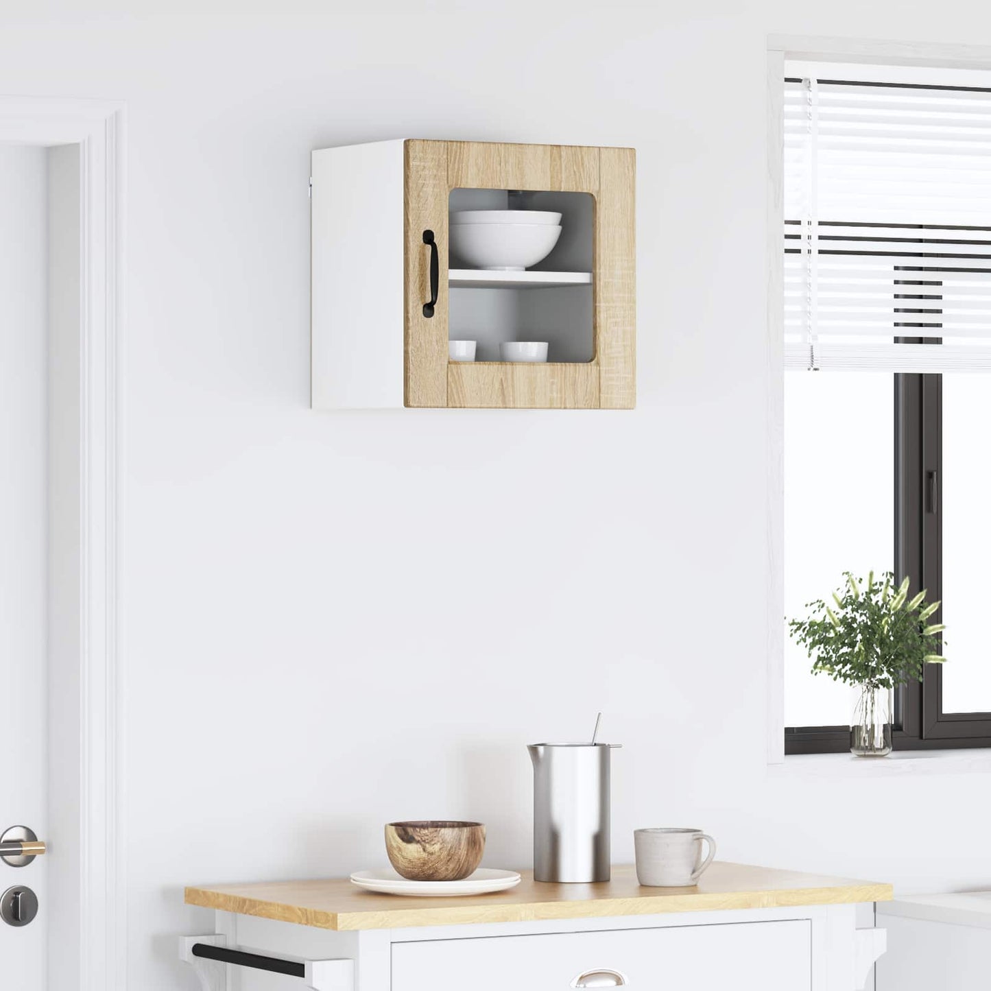 vidaXL Wall Glass Cabinet PORTO Sonoma Oak 40 x 31 x 40 cm