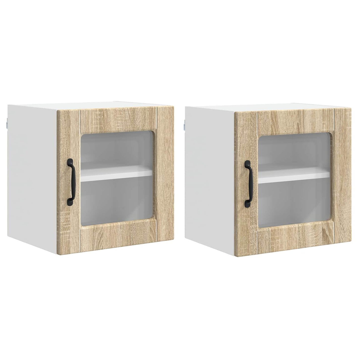 vidaXL Wall Glass Cabinet PORTO 2 pcs Sonoma Oak 40 x 31 x 40 cm