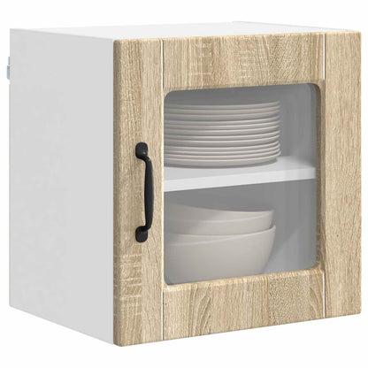 vidaXL Wall Glass Cabinet PORTO 2 pcs Sonoma Oak 40 x 31 x 40 cm