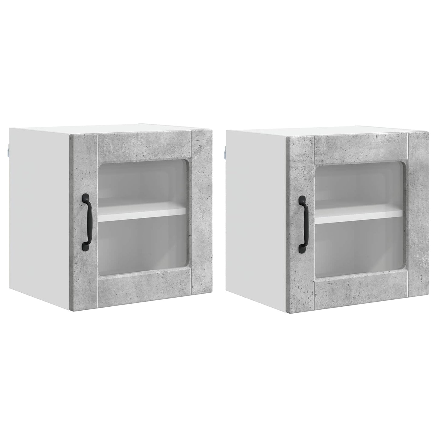 vidaXL Wall Glass Cabinet PORTO 2 pcs Concrete Grey Engineered Wood