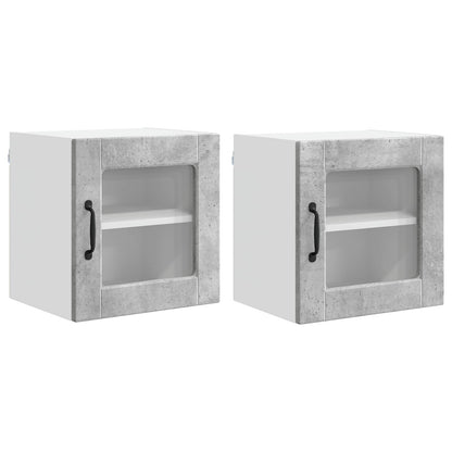 vidaXL Wall Glass Cabinet PORTO 2 pcs Concrete Grey Engineered Wood