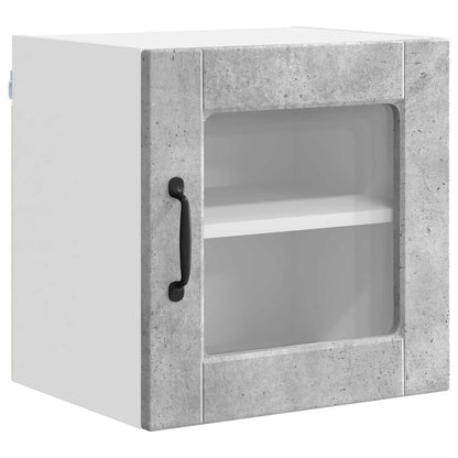 vidaXL Wall Glass Cabinet PORTO 2 pcs Concrete Grey Engineered Wood
