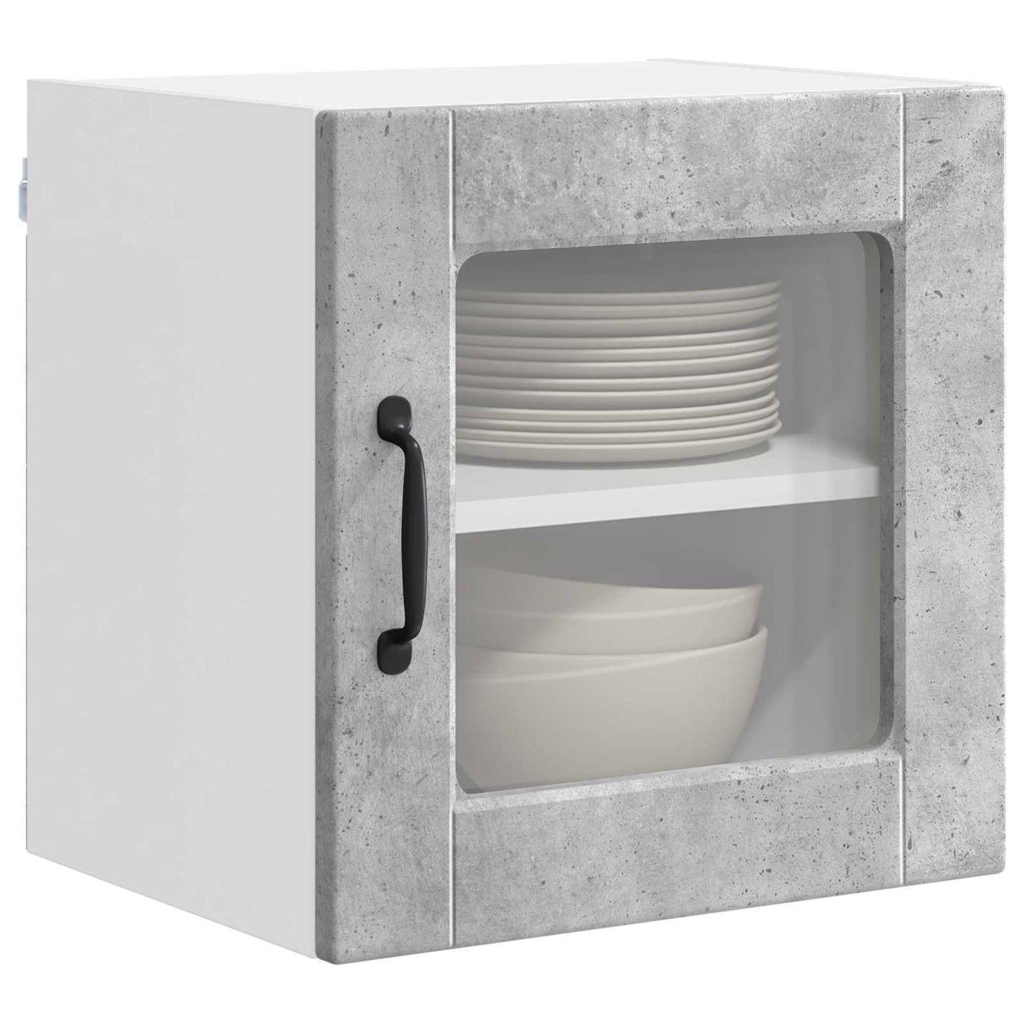 vidaXL Wall Glass Cabinet PORTO 2 pcs Concrete Grey Engineered Wood
