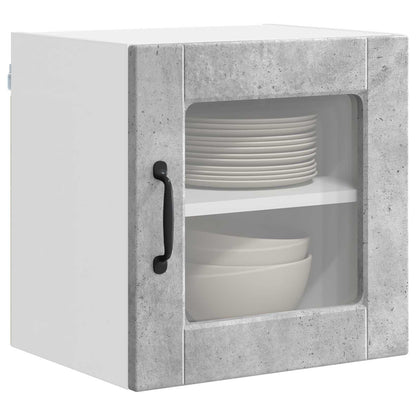 vidaXL Wall Glass Cabinet PORTO 2 pcs Concrete Grey Engineered Wood