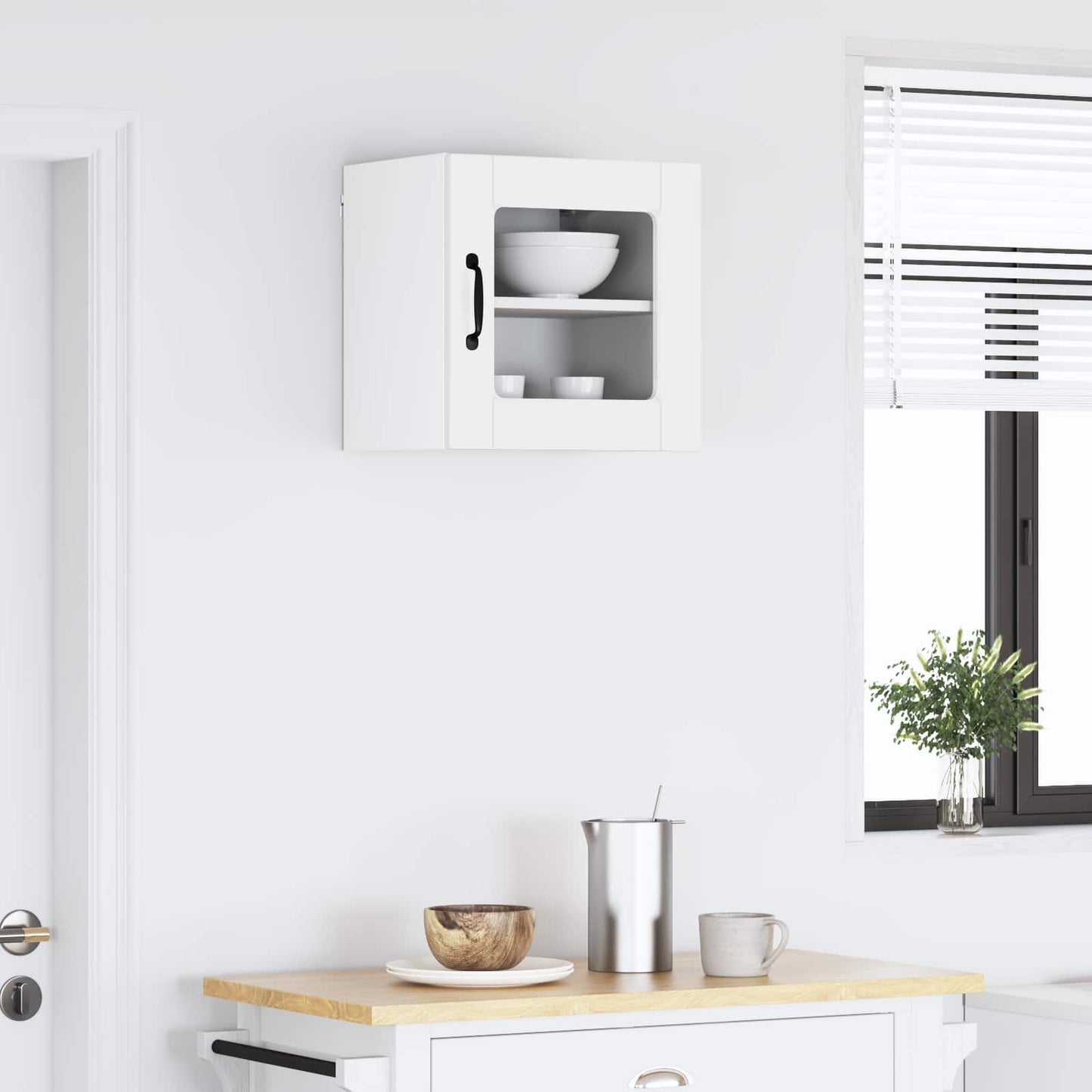 vidaXL Wall Glass Cabinet PORTO High Gloss White 40 x 31 x 40 cm