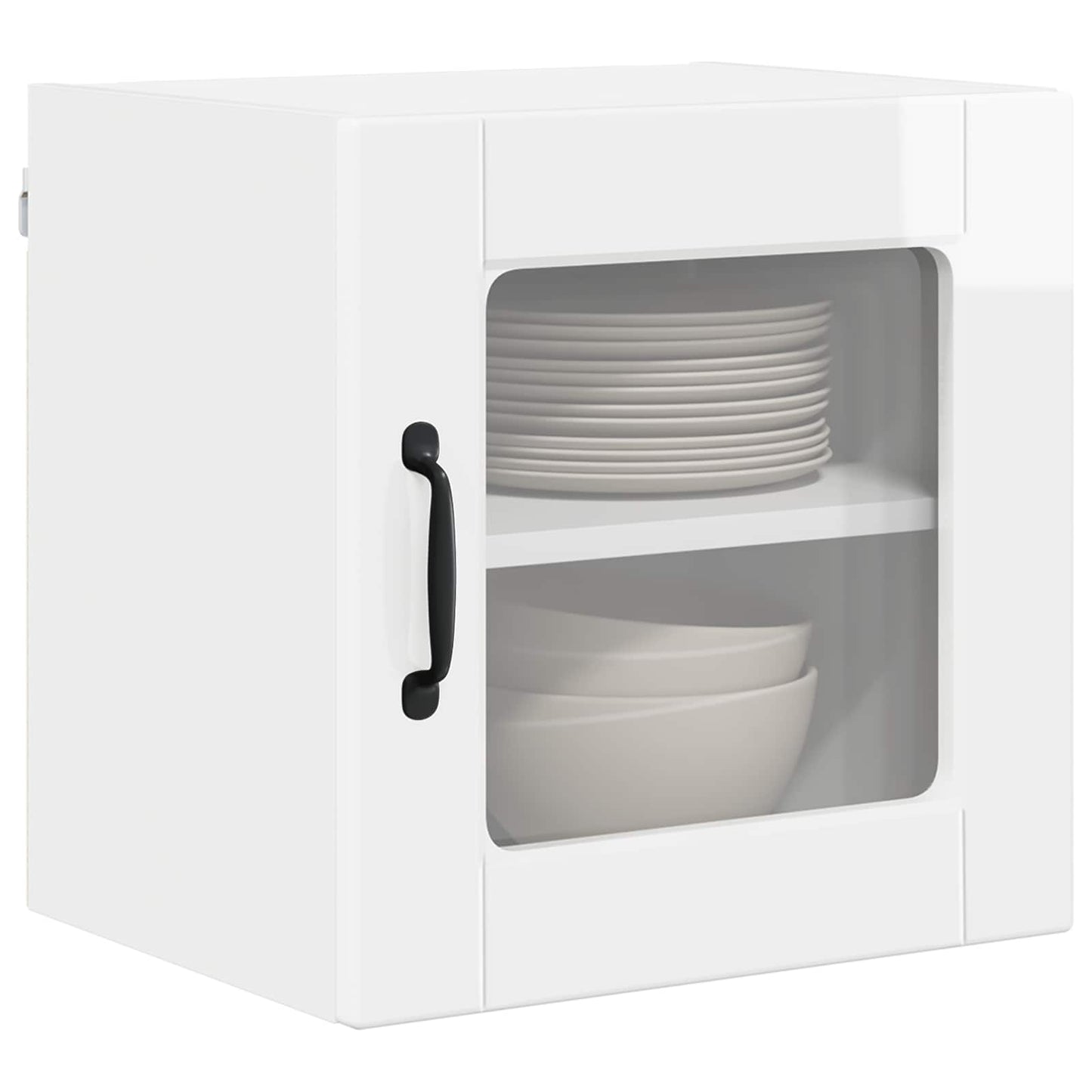 vidaXL Wall Glass Cabinet PORTO High Gloss White 40 x 31 x 40 cm
