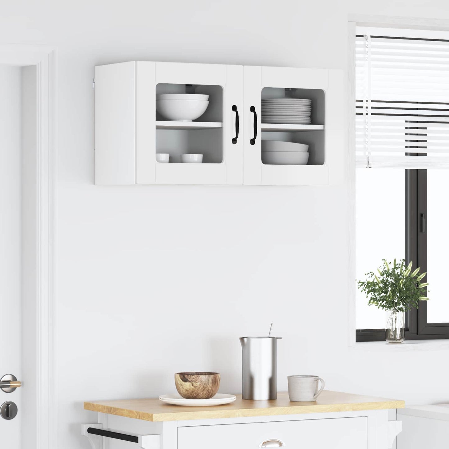 vidaXL Wall Glass Cabinet PORTO 2 pcs High Gloss White 40 x 31 x 40 cm