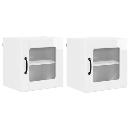 vidaXL Wall Glass Cabinet PORTO 2 pcs High Gloss White 40 x 31 x 40 cm