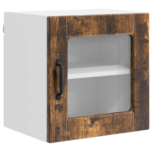 vidaXL Wall Glass Cabinet PORTO Smoked Oak 40 x 31 x 40 cm
