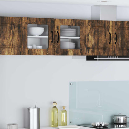 vidaXL Wall Glass Cabinet PORTO 2 pcs Smoked Oak 40 x 31 x 40 cm