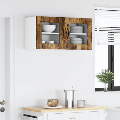 vidaXL Wall Glass Cabinet PORTO 2 pcs Smoked Oak 40 x 31 x 40 cm