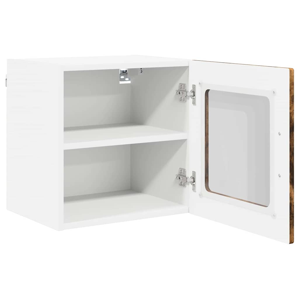 vidaXL Wall Glass Cabinet PORTO 2 pcs Smoked Oak 40 x 31 x 40 cm