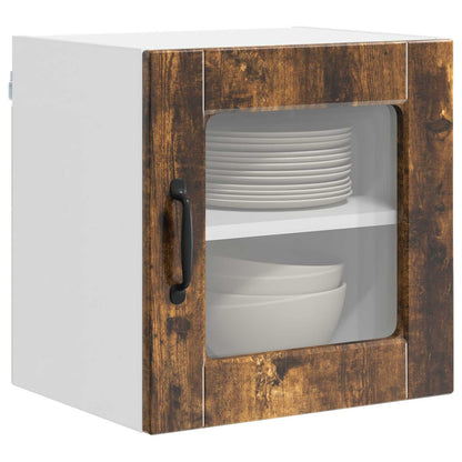vidaXL Wall Glass Cabinet PORTO 2 pcs Smoked Oak 40 x 31 x 40 cm