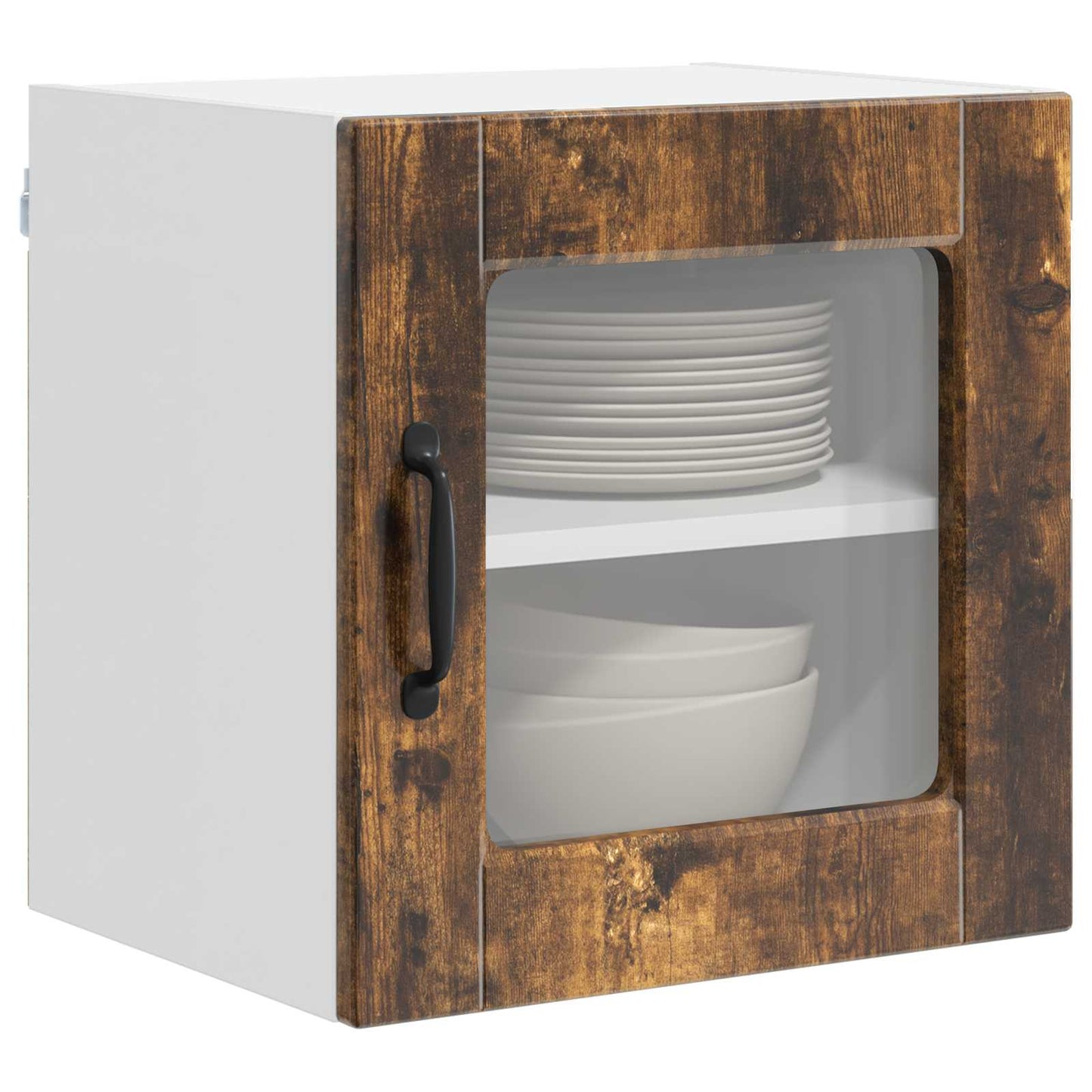 vidaXL Wall Glass Cabinet PORTO 2 pcs Smoked Oak 40 x 31 x 40 cm