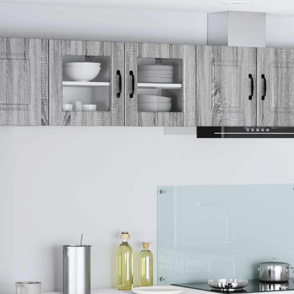 vidaXL Wall Glass Cabinet PORTO Grey Sonoma 40 x 31 x 40 cm