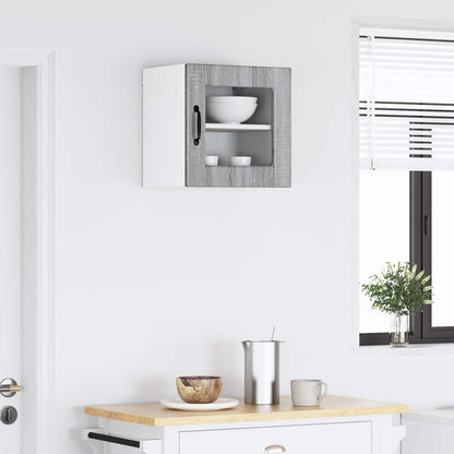 vidaXL Wall Glass Cabinet PORTO Grey Sonoma 40 x 31 x 40 cm