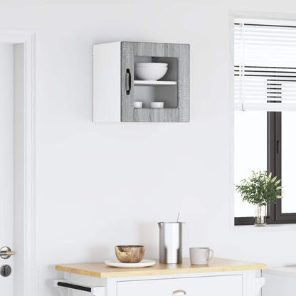 vidaXL Wall Glass Cabinet PORTO Grey Sonoma 40 x 31 x 40 cm