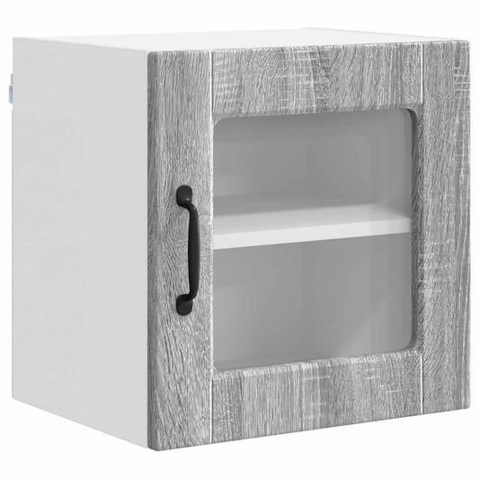 vidaXL Wall Glass Cabinet PORTO Grey Sonoma 40 x 31 x 40 cm