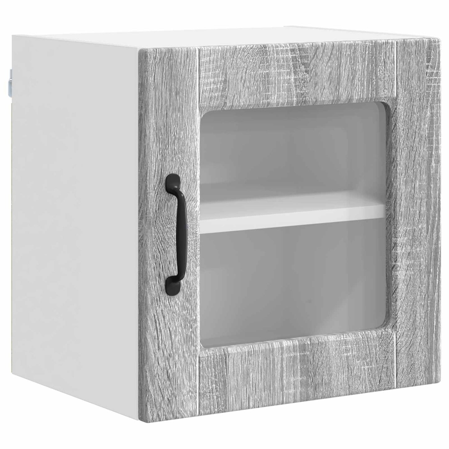 vidaXL Wall Glass Cabinet PORTO Grey Sonoma 40 x 31 x 40 cm