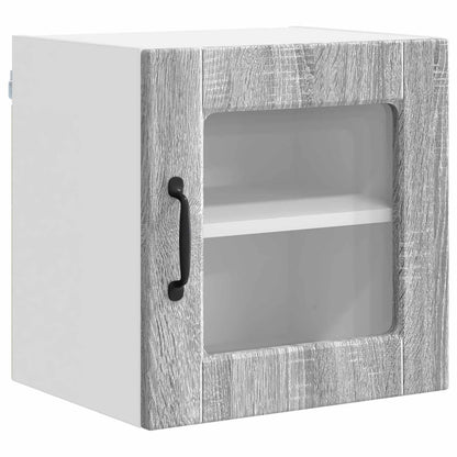 vidaXL Wall Glass Cabinet PORTO Grey Sonoma 40 x 31 x 40 cm