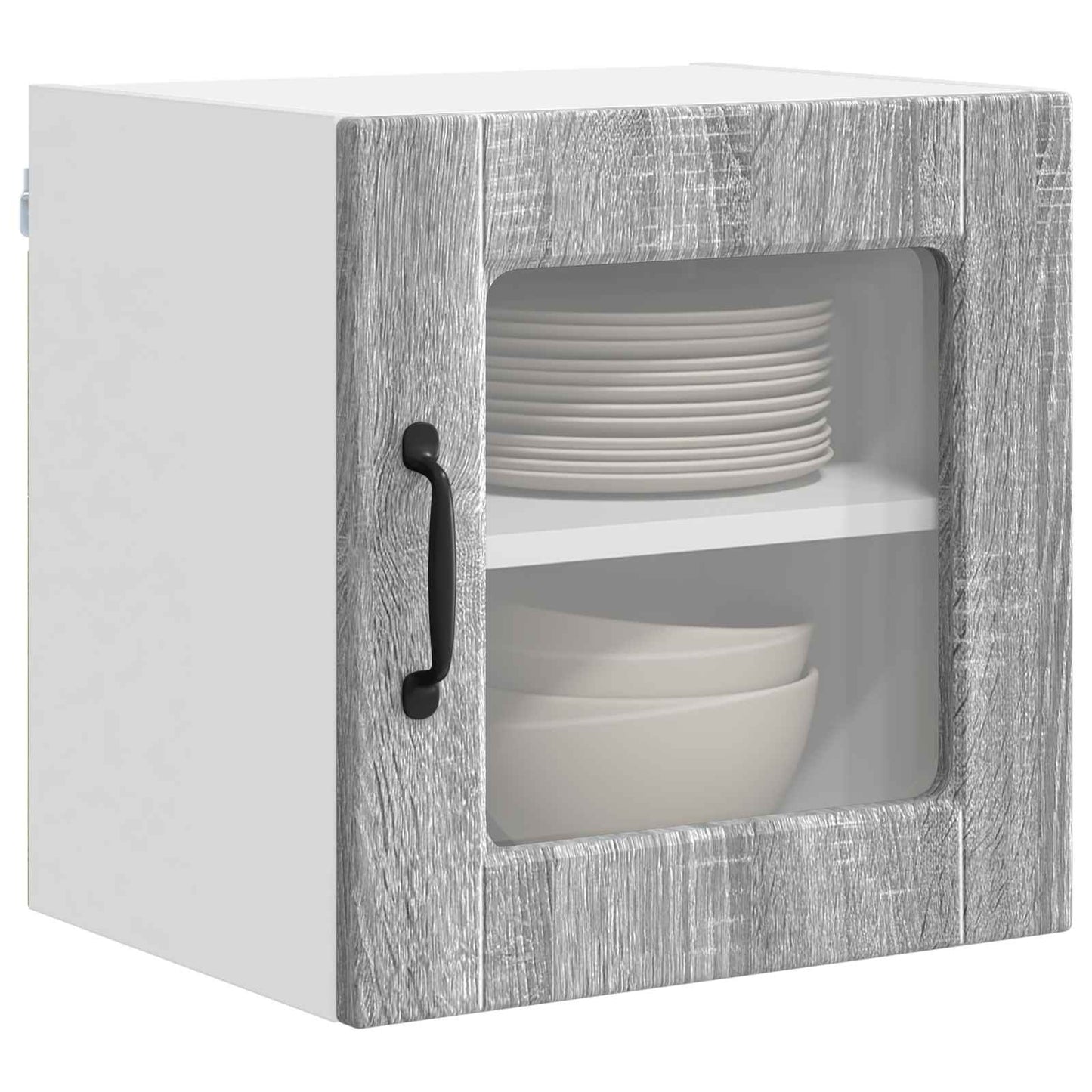 vidaXL Wall Glass Cabinet PORTO Grey Sonoma 40 x 31 x 40 cm