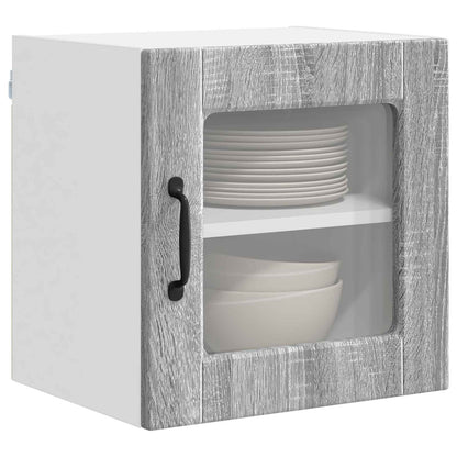 vidaXL Wall Glass Cabinet PORTO Grey Sonoma 40 x 31 x 40 cm