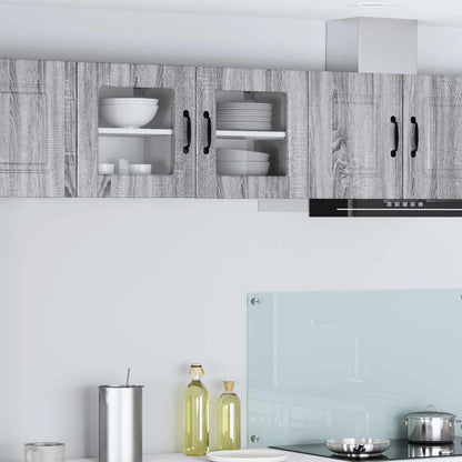 vidaXL Wall Glass Cabinet PORTO 2 pcs Grey Sonoma 40 x 31 x 40 cm