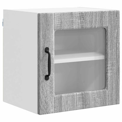 vidaXL Wall Glass Cabinet PORTO 2 pcs Grey Sonoma 40 x 31 x 40 cm