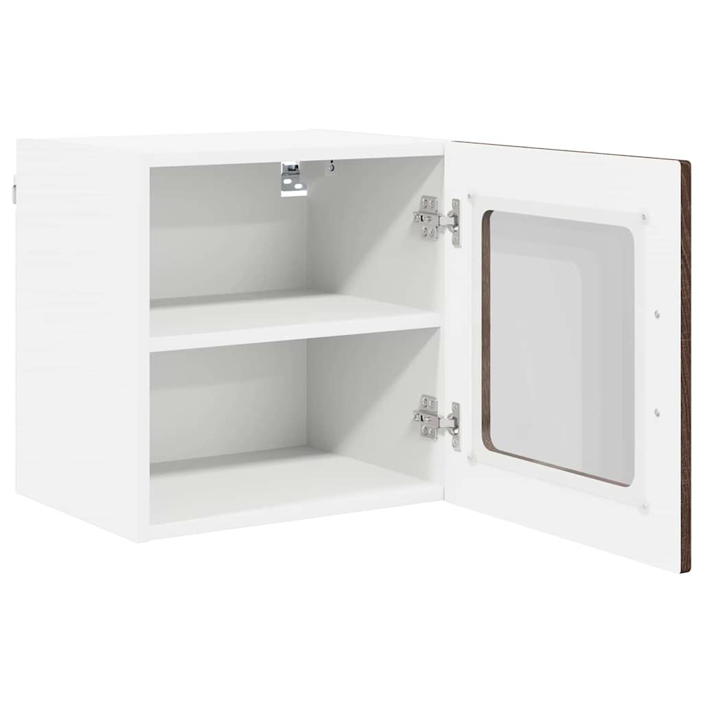 vidaXL Wall Glass Cabinet PORTO Brown Oak 40 x 31 x 40 cm