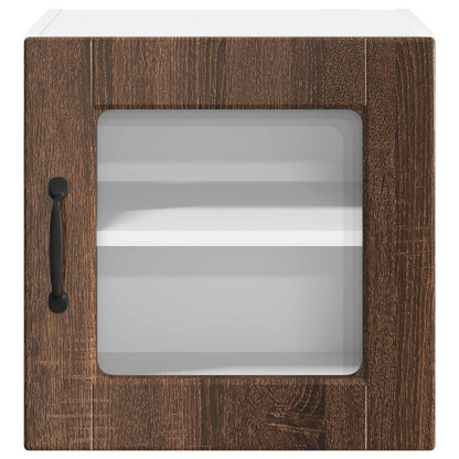 vidaXL Wall Glass Cabinet PORTO Brown Oak 40 x 31 x 40 cm