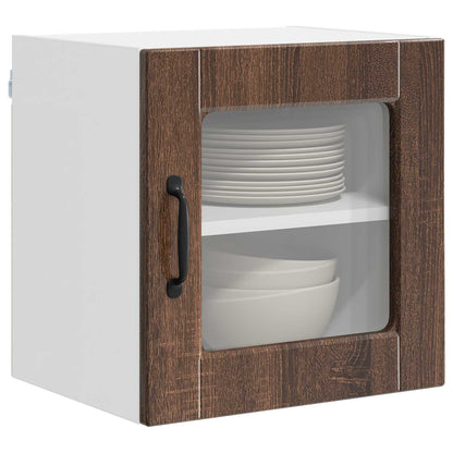 vidaXL Wall Glass Cabinet PORTO Brown Oak 40 x 31 x 40 cm