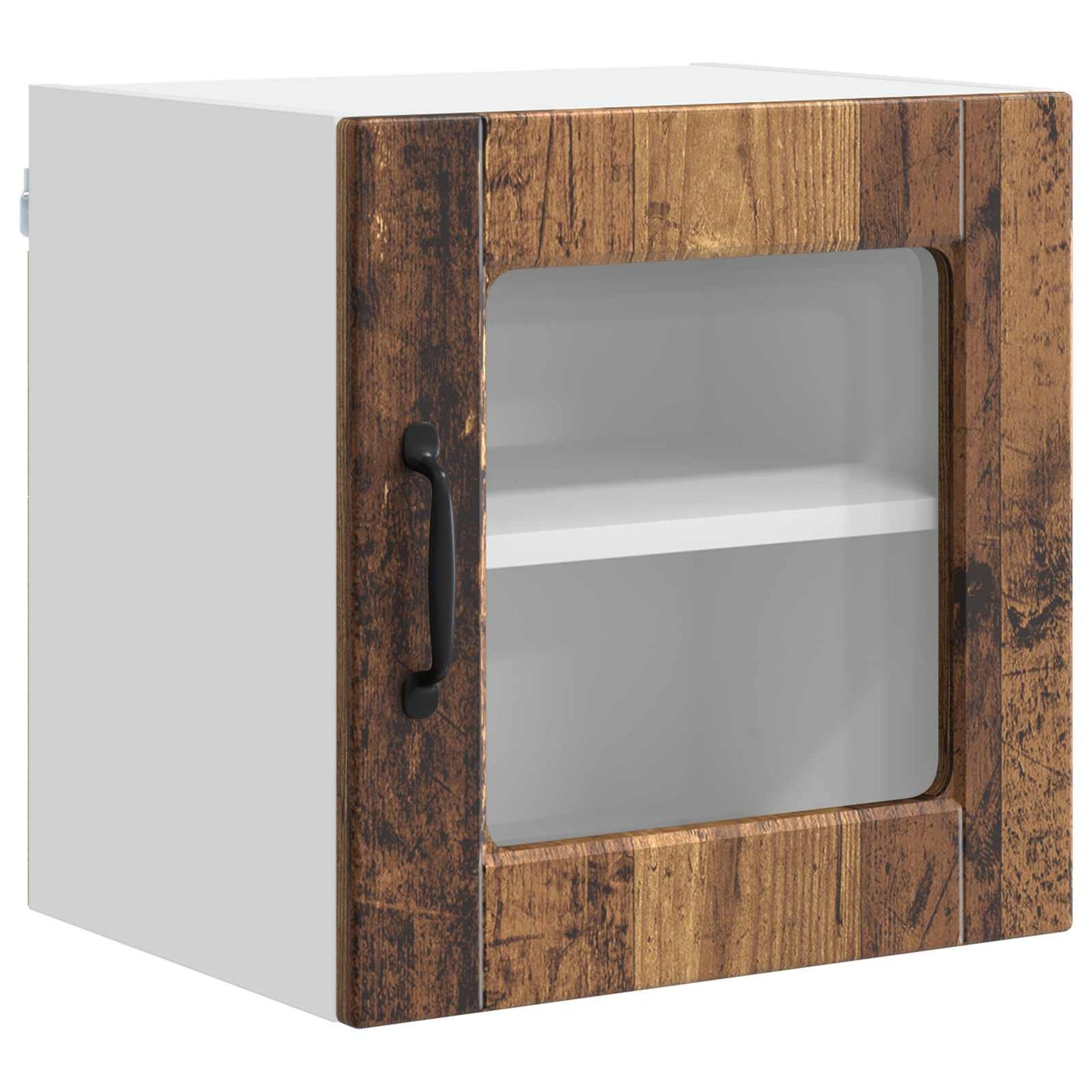 vidaXL Wall Glass Cabinet PORTO Old Wood 40 x 31 x 40 cm