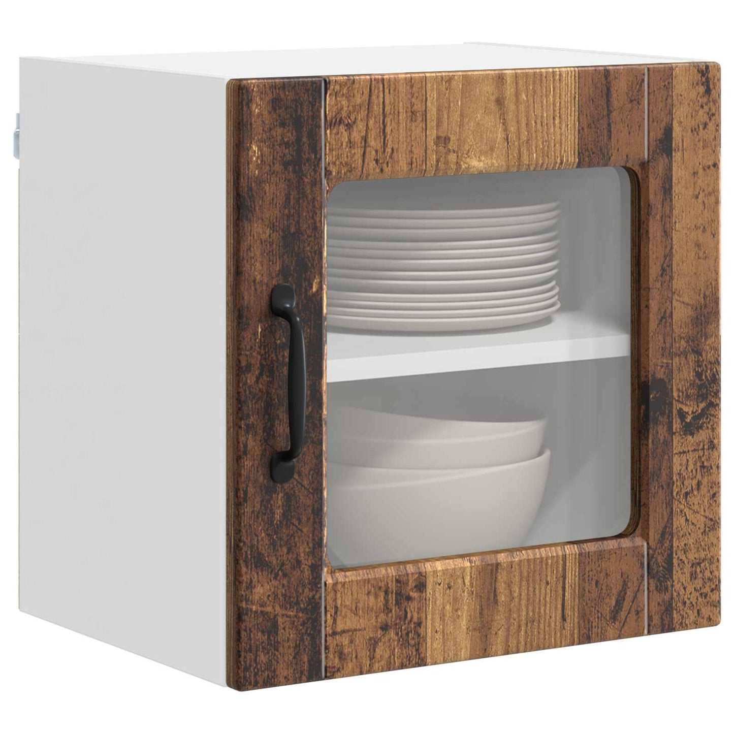 vidaXL Wall Glass Cabinet PORTO Old Wood 40 x 31 x 40 cm