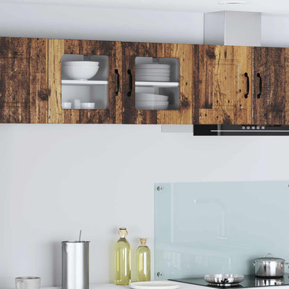 vidaXL Wall Glass Cabinet PORTO 2 pcs Old Wood 40 x 31 x 40 cm