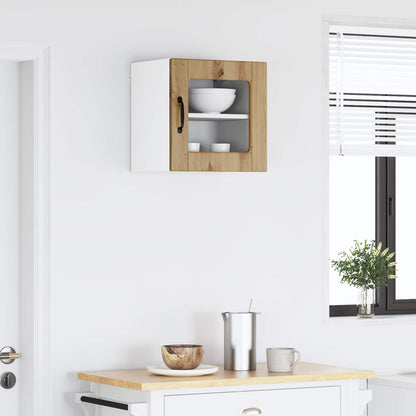 vidaXL Wall Glass Cabinet PORTO Artisan Oak 40 x 31 x 40 cm