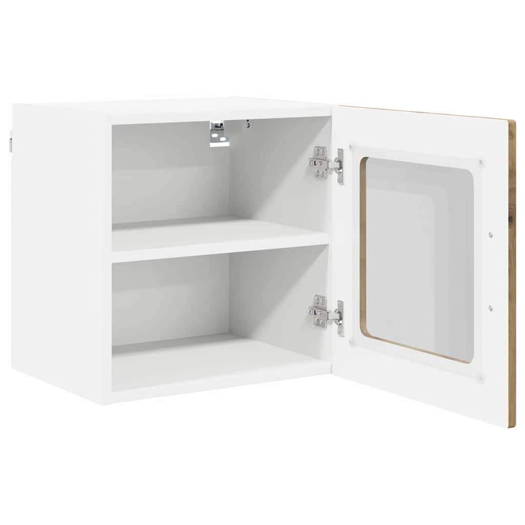 vidaXL Wall Glass Cabinet PORTO Artisan Oak 40 x 31 x 40 cm