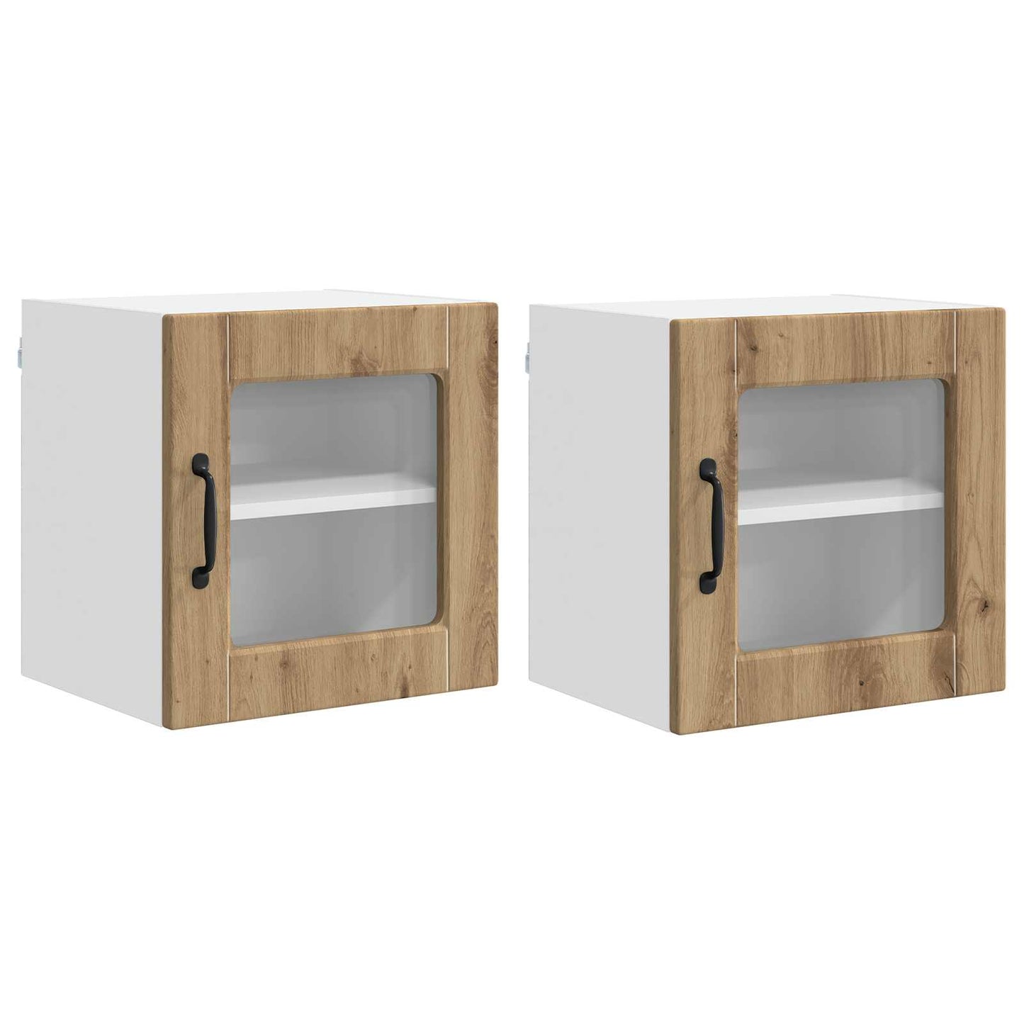 vidaXL Wall Glass Cabinet PORTO 2 pcs Artisan Oak Engineered Wood