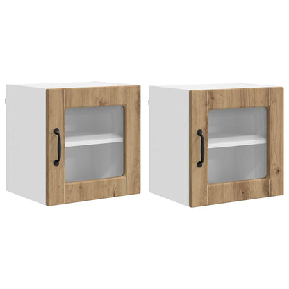 vidaXL Wall Glass Cabinet PORTO 2 pcs Artisan Oak Engineered Wood