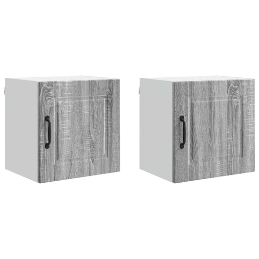 vidaXL Wall Cabinet PORTO 2 pcs Grey Sonoma 40 x 31 x 40 cm
