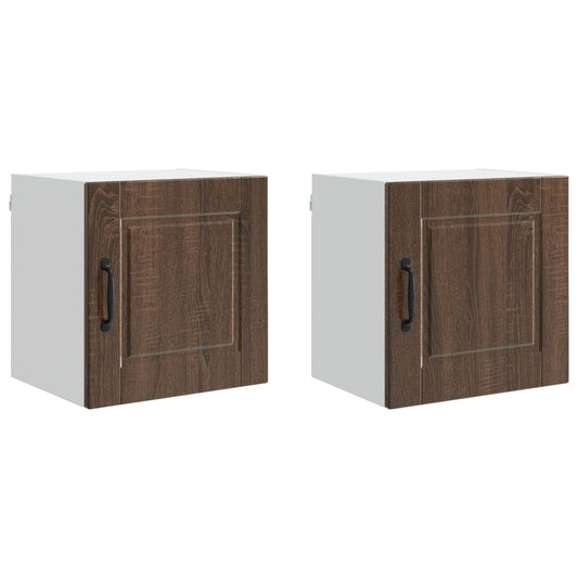 vidaXL Wall Cabinet PORTO 2 pcs Brown Oak 40 x 31 x 40 cm